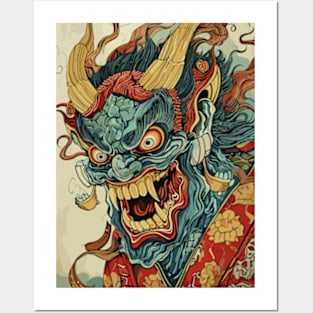 A Japanese Demon Oni Art Posters and Art